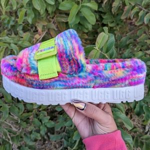 UGG colorful fuzzy sandals